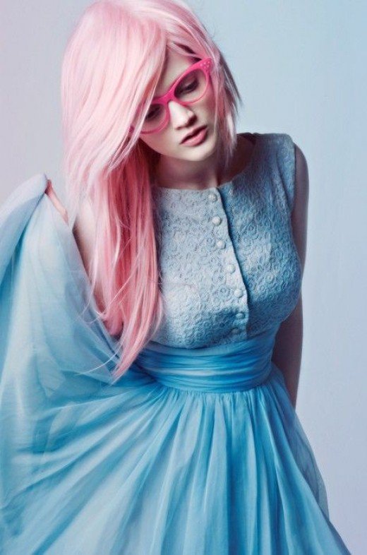 Long pastel pink hair