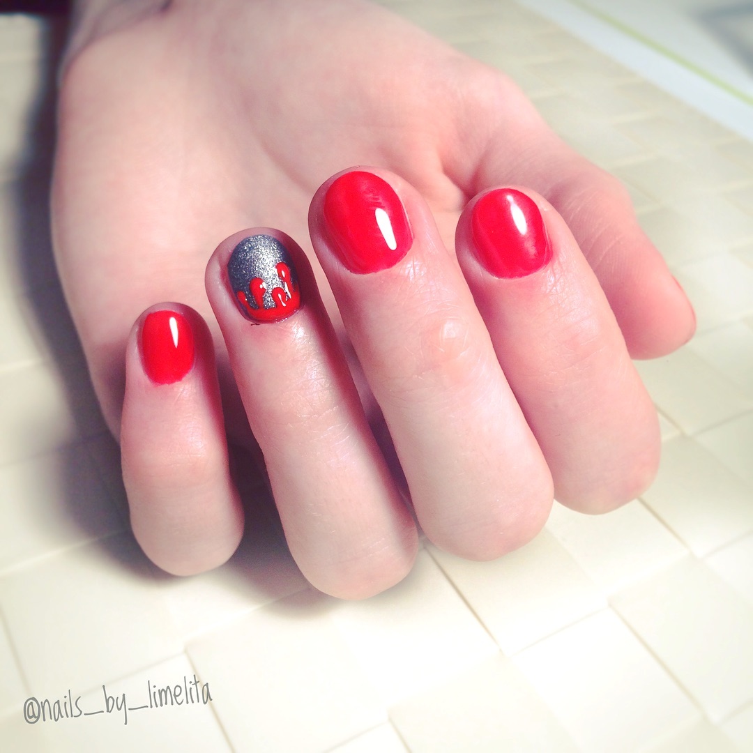 Quick Last Minute Red Nail Art for Halloween