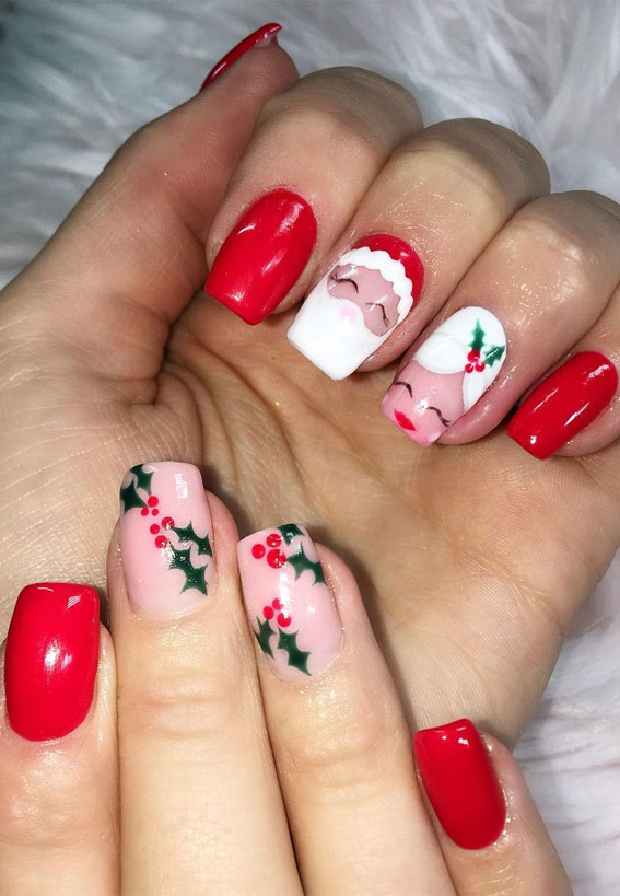 red santa nails, santa christmas nails, christmas nail designs 2020, christmas nails, christmas nails 2020, red festive nails, red nail designs for christmas, easy christmas nail art, red christmas nail designs 2020, red nails, festive nails, red christmas nails