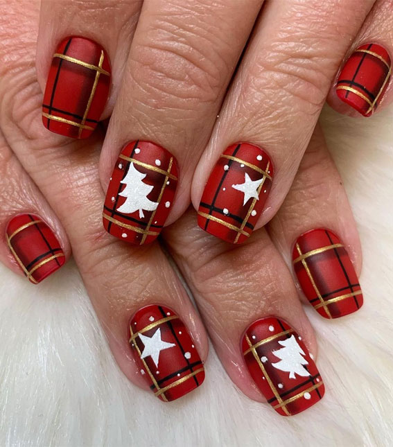 christmas tree nail design, red plaid christmas nails, christmas nail designs 2020, christmas nails, christmas nails 2020, red festive nails, red nail designs for christmas, easy christmas nail art, red christmas nail designs 2020, red nails, festive nails, red christmas nails