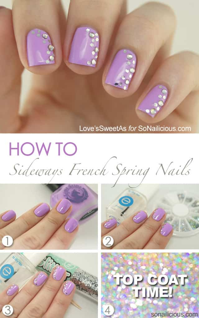 Sideways french spring manicure
