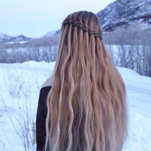 Waterfall Braid for Pale Brown Hair
