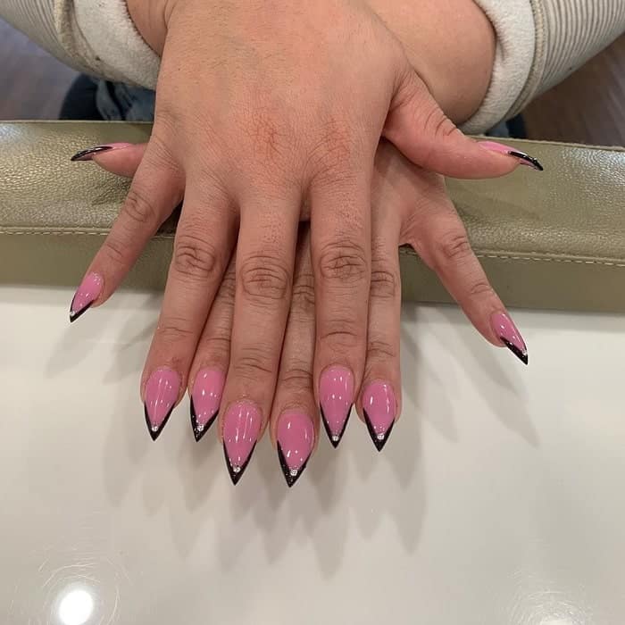 black and pink french tip nails