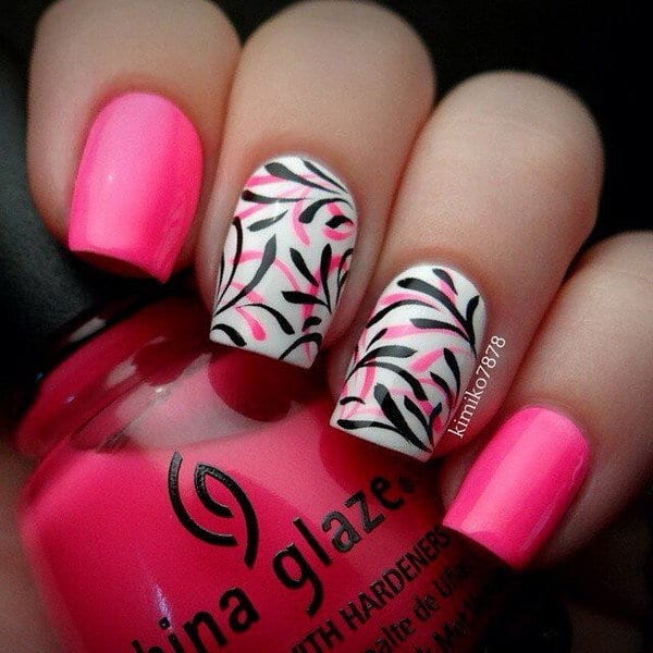 pink and black nail designs 8