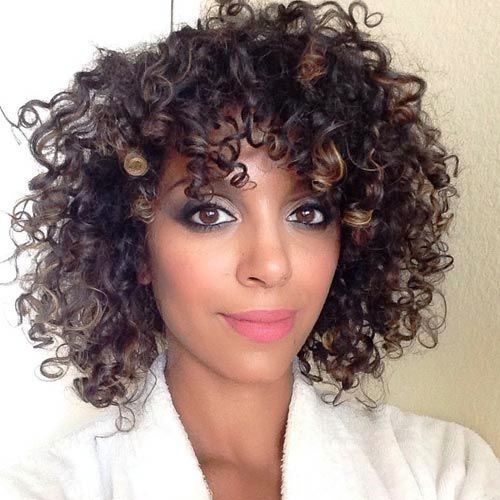 Curls with Layered Bangs
