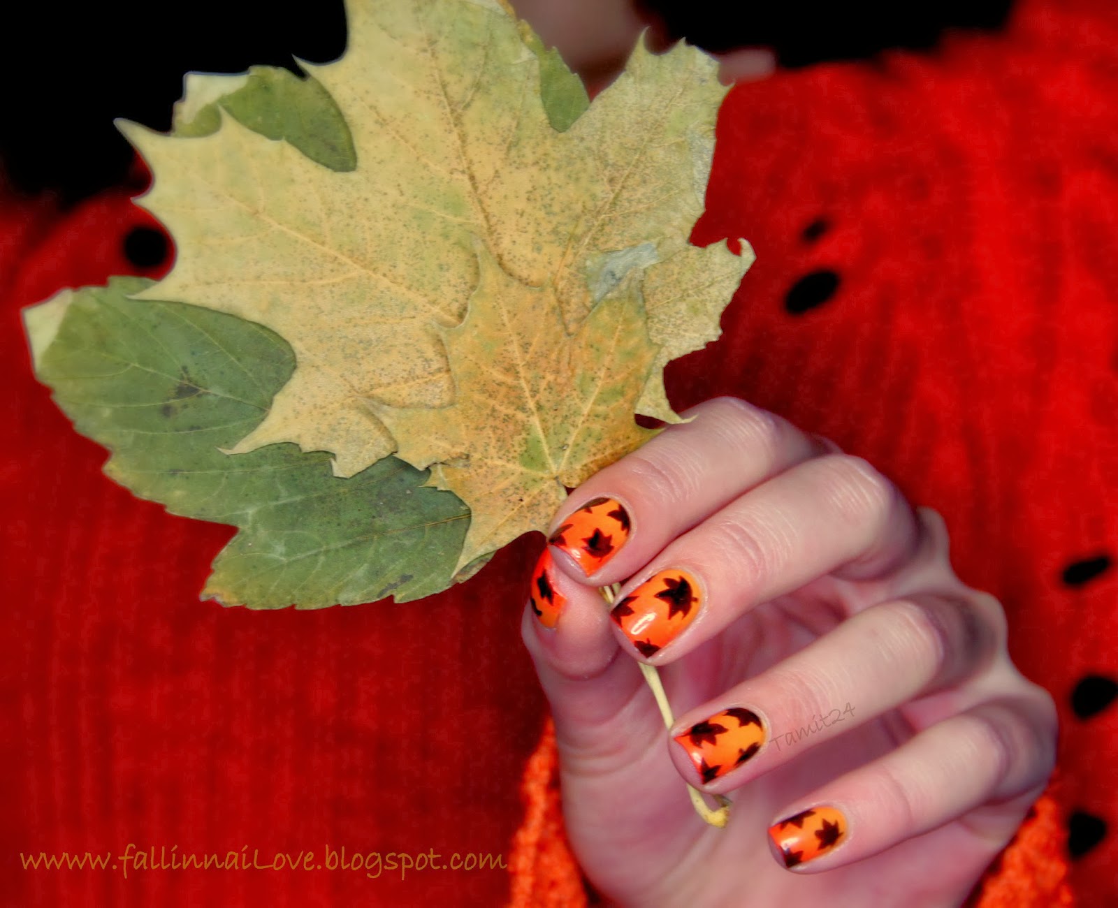 Thanksgiving fall leaf nails