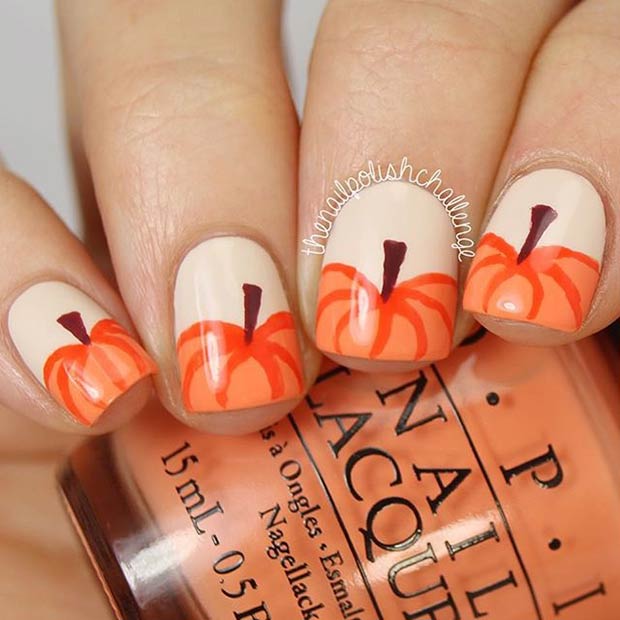 Diy pumpkin nail art design