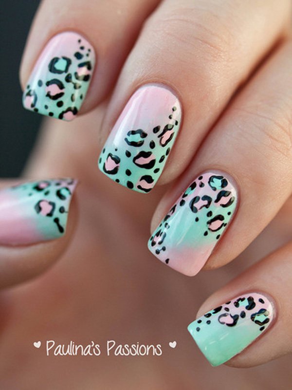 Ombre Leopard Print Nail Design