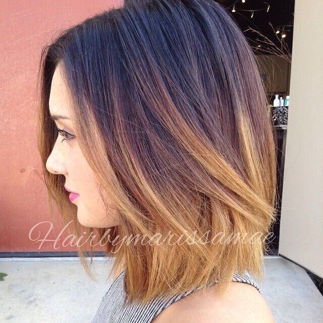 dark to blonde ombre bob hairstyle for thick hair