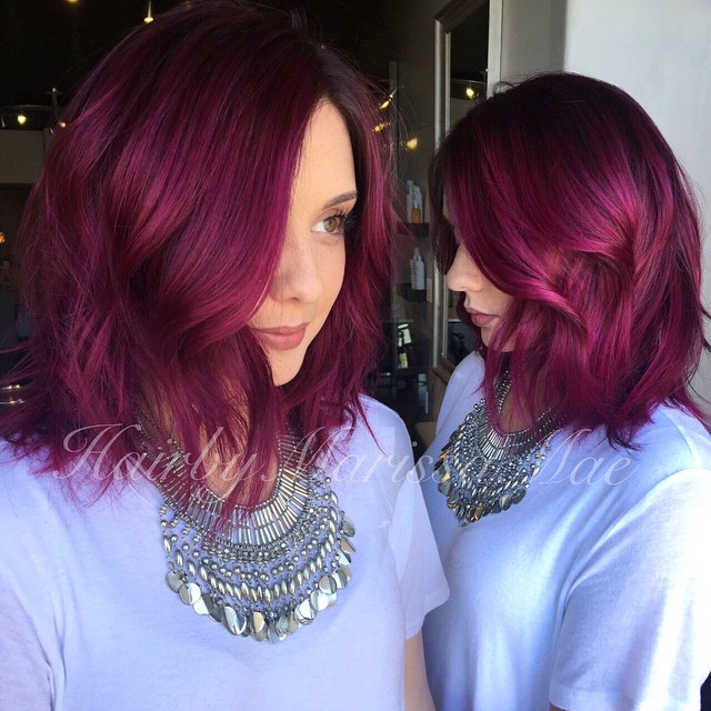 Red bob cut with soft waves