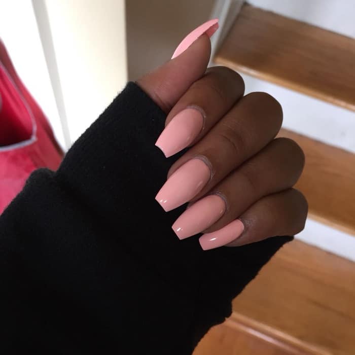 baby pink nails on dark skin