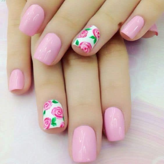Short baby pink nails