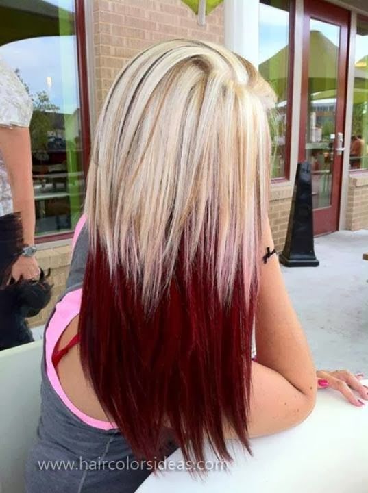 Half red blonde balayage hairstyle