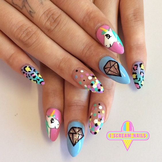 Cute Japanese Unicorn Nail Design