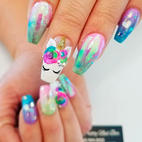 Breathtakingly Beautiful Unicorn Face Mani