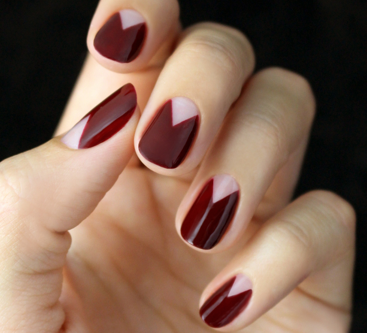 Triangle red thanksgiving nail art