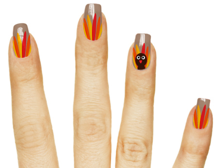 Thanksgiving turkey nail art