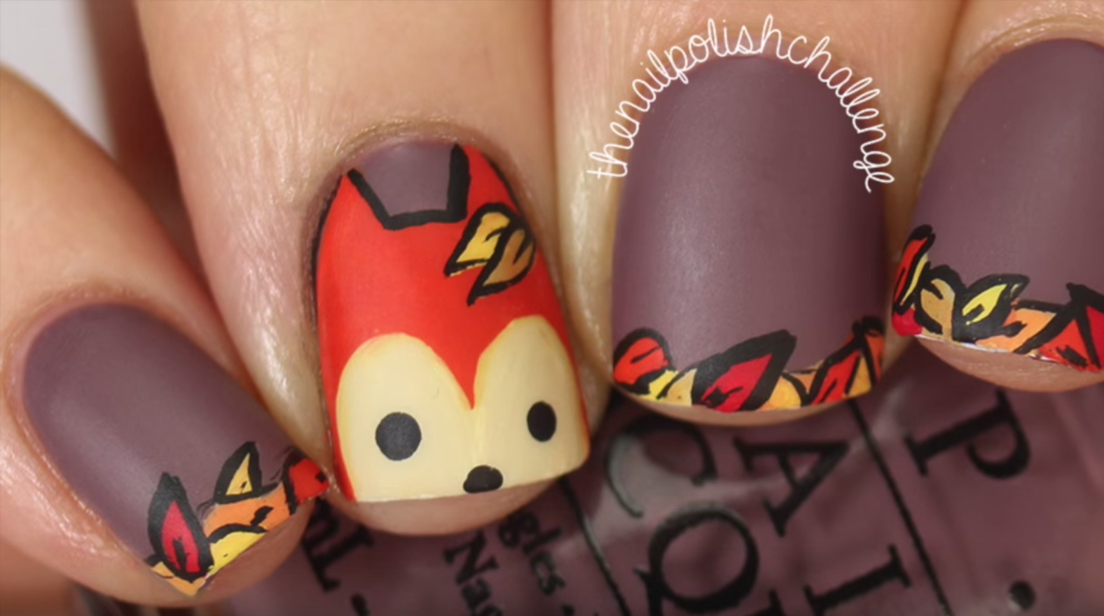 Cartoon thanksgiving nail art