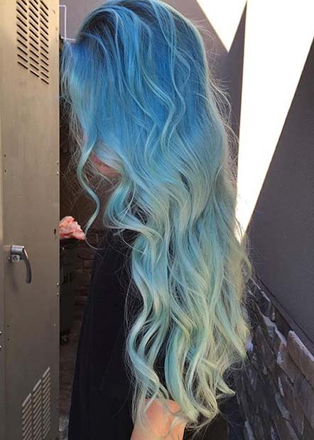 Pastel blue ombre hair