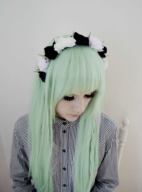 Pastel green hair