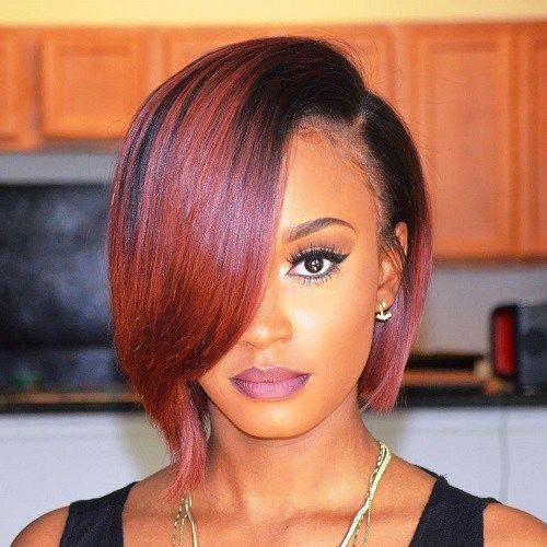 Rosewood Ombre Short Hairstyle for Black Women