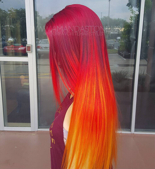 Long Straigth Hairstyle for Orange Hair
