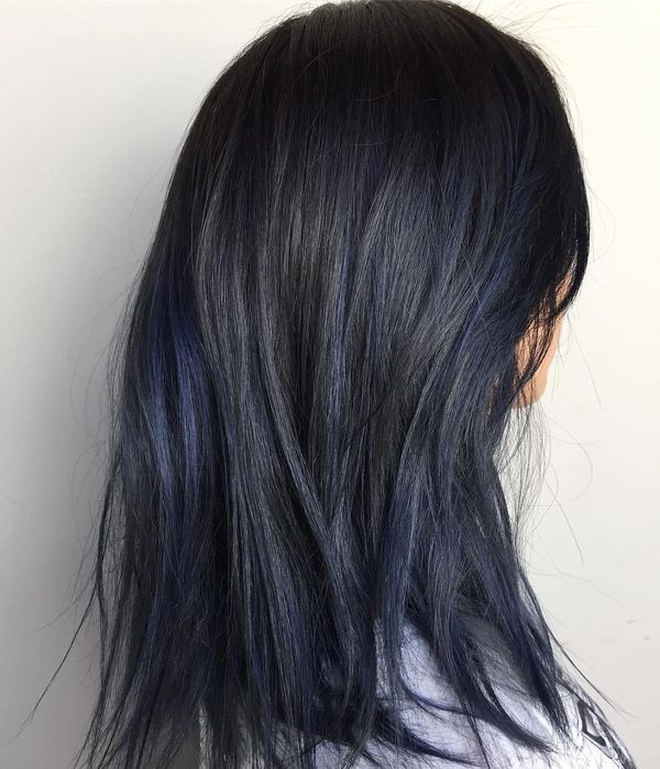 How about black hair with blue highlights? 1