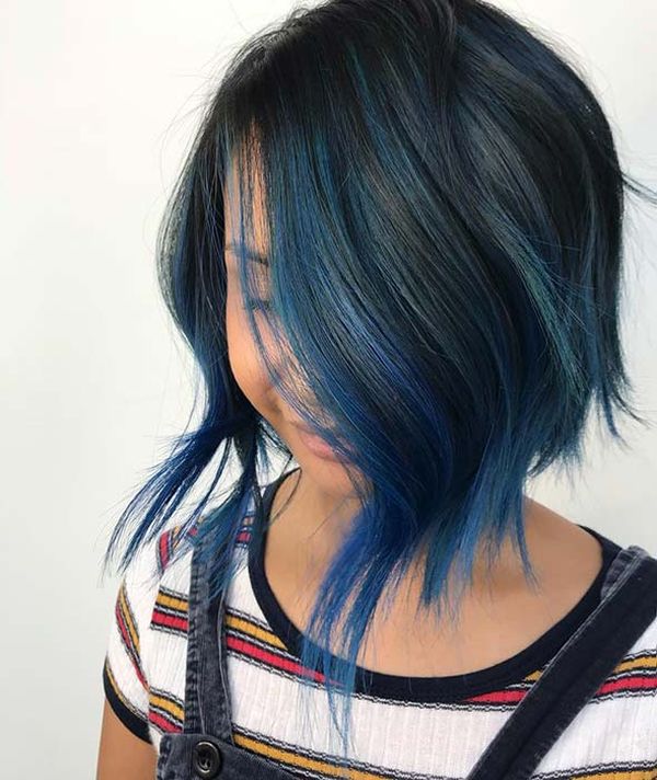 How about black hair with blue highlights? 3