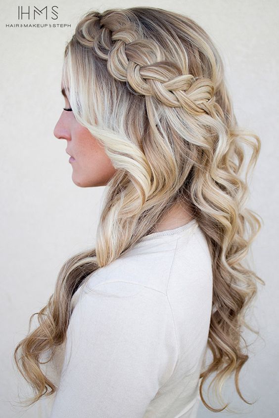 a braid with curls looks very boho-inspired