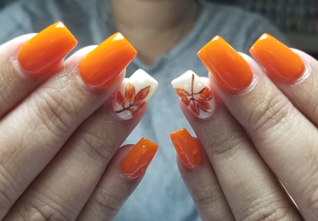 orange nails for fall