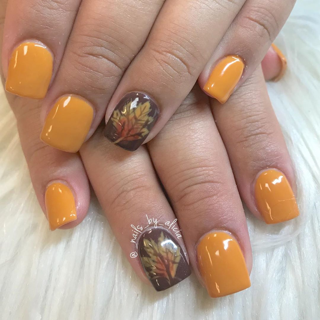 orange nails for fall