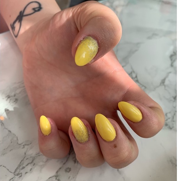 yellow almond nails