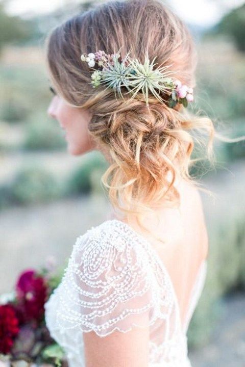 French-style messy twist is great for modern weddings