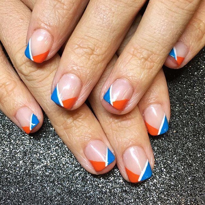 4th Of July Nail Inspo to Celebrate Independence Day with Style blue red white tips
