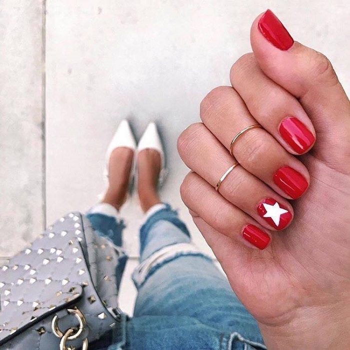 4th Of July Nail Inspo to Celebrate Independence Day with Style red nails star