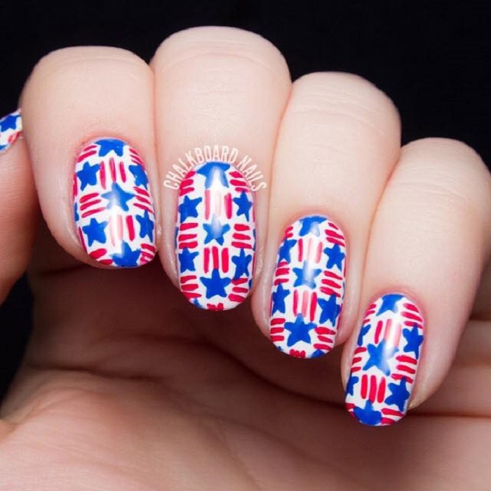 4th Of July Nail Inspo to Celebrate Independence Day with Style white nails blue stars red stripes