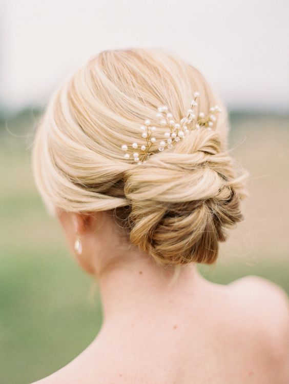 a top knot won't tangle in buttons or other details of your dress