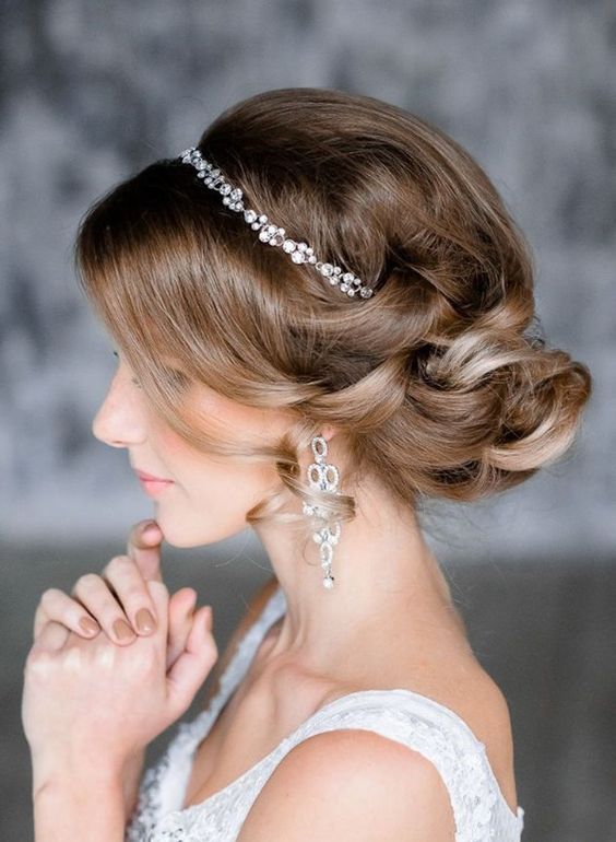bridal updo with rhinestone hairpieces