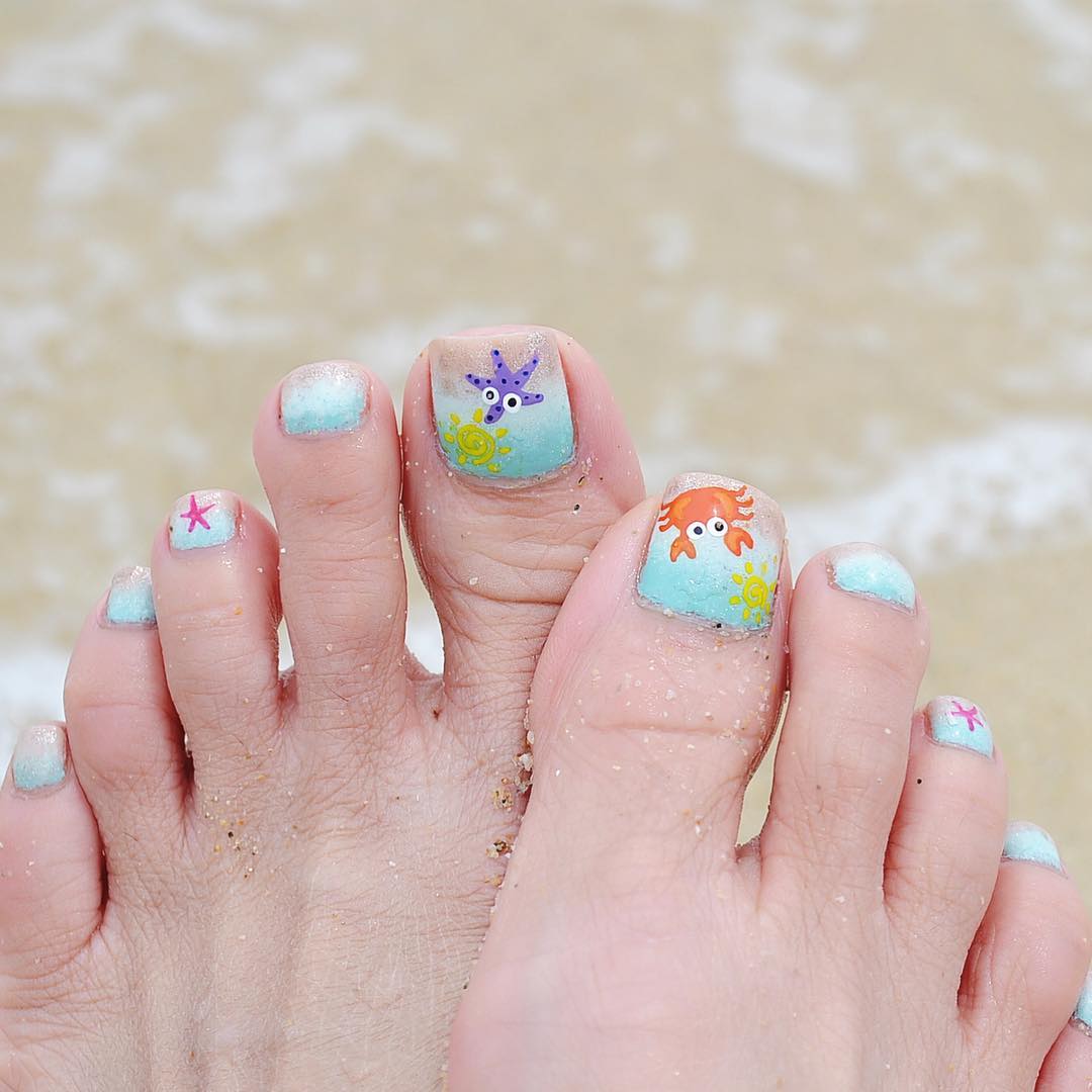 Ocean Inspired Cute Nail Art Design