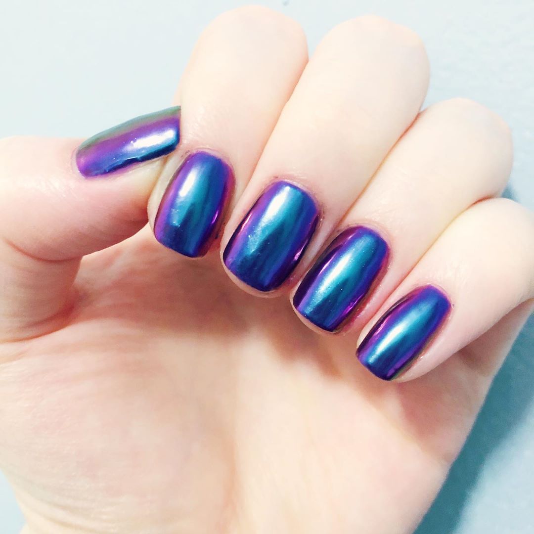 Decent Blue and Purple Amazing Short Squared Nails