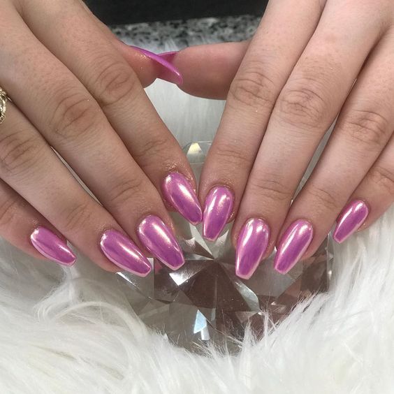Elegant Pink Long Coffin Nails with Purple Touch