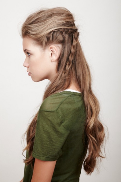 a classic half updo with some straight hair on top and long hair down is classics that always works