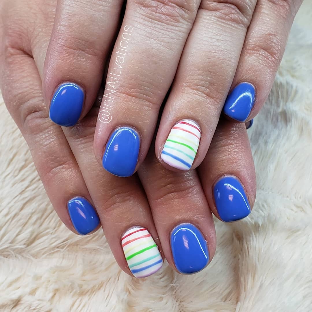 Decent Blue Nails with White Exceptional Colorful Nail Art