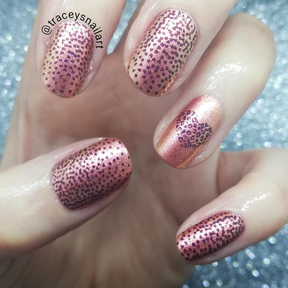 Brown Dotted Design Pink Nail Color for Long Square Nails