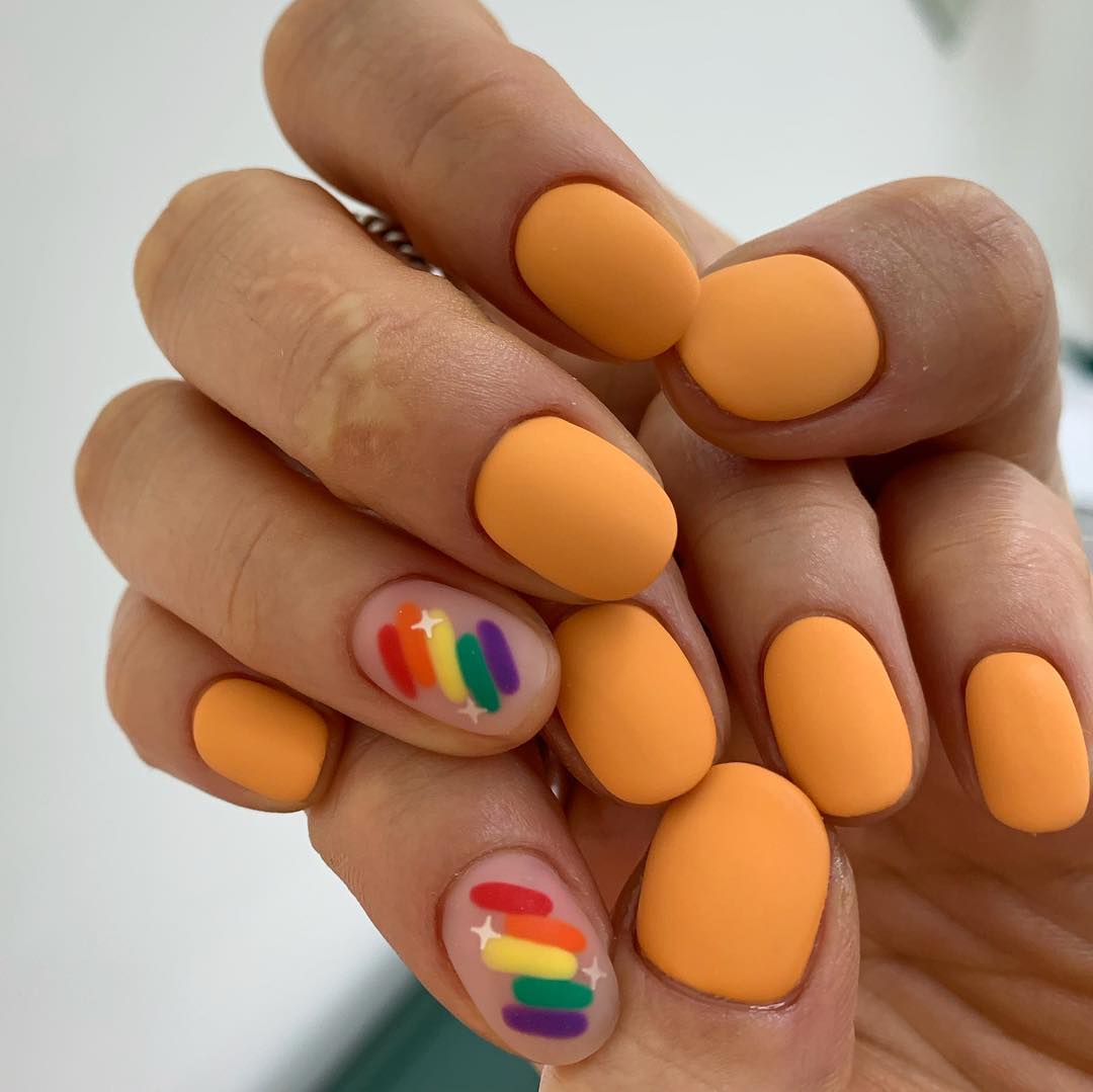 Fantastic Rainbow Inspired Fantastic Nail Art Design for Short Nails