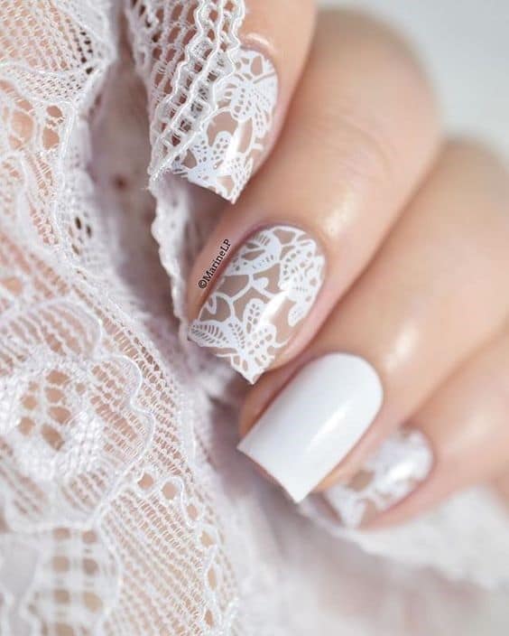 White Art Bridal Nail Design