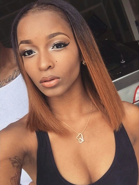 short straight blunt ombre lob hairstyle for black women