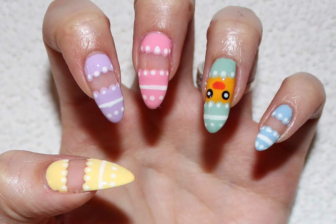 Decorative Peeps Easter Holiday Stiletto Nails With Negative Space