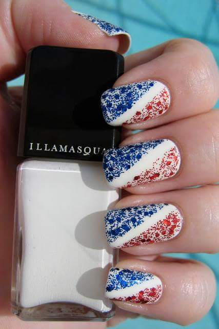 Patriotic Memorial Day Holiday Nail Art With US Flag Design For Square Nails