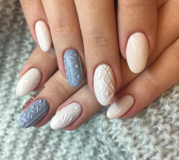 Cable Knit Sweater Nail Art Designs